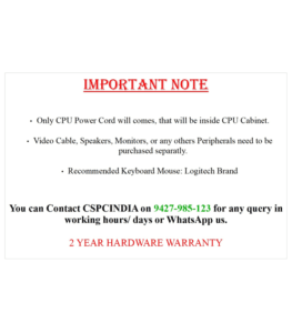 cs desktop pc important note